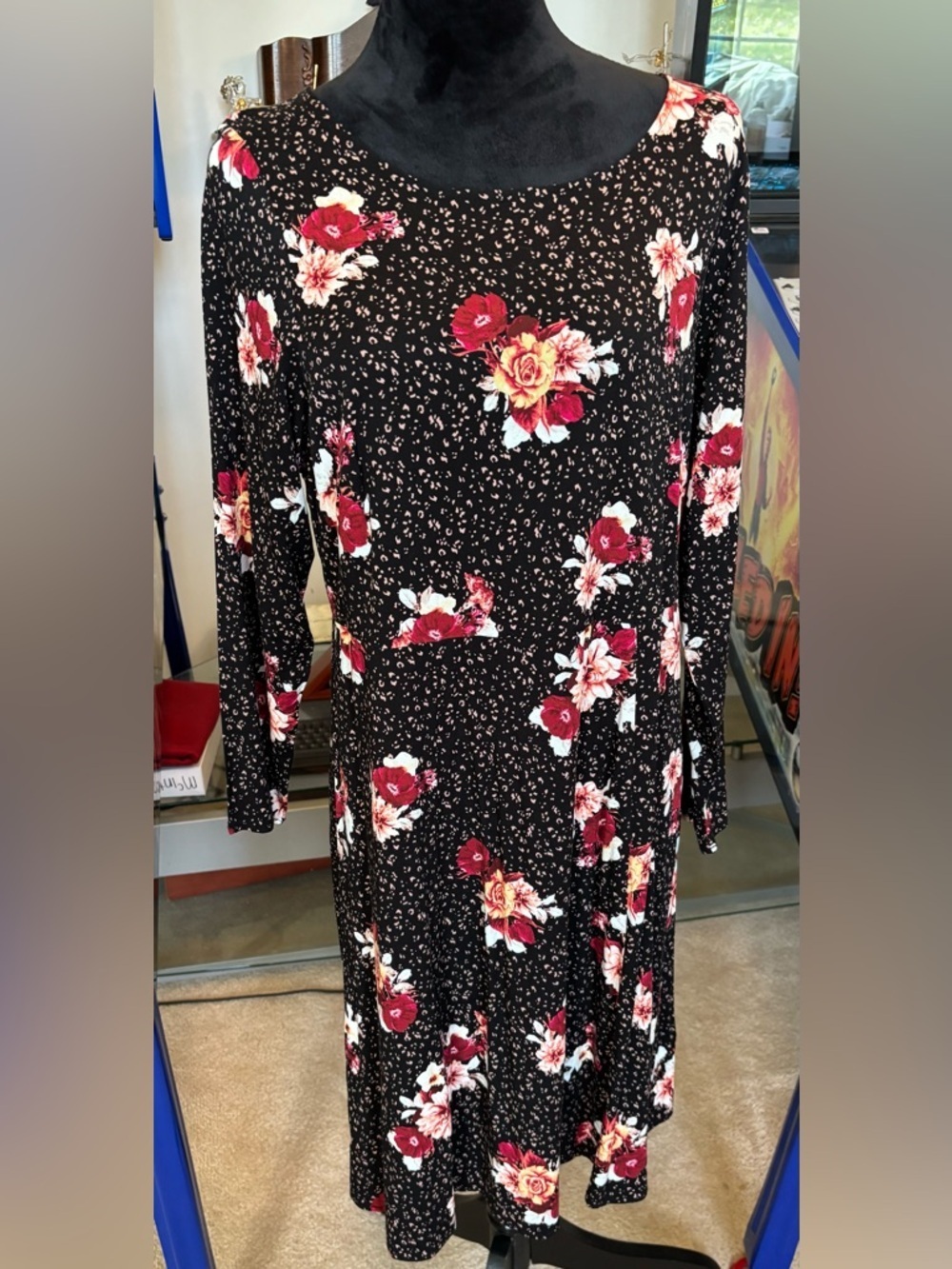 Torrid Dress Black Leopard Floral Print Shift Dress NWT 1X